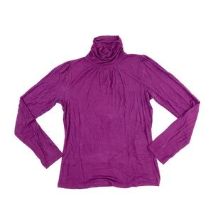 JEWEL TONE Drapey Rayon Garnet Turtleneck | S